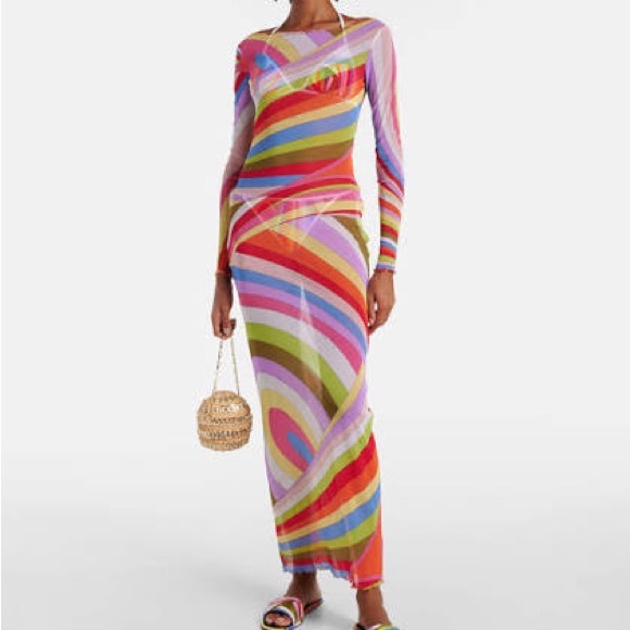 Emilio Pucci Dresses & Skirts - Emilio Pucci Iride Printed Sheer Mesh Maxi Dress